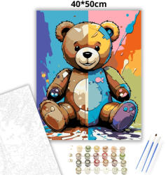  Vagány plüssmaci - számfestő készlet - 40×50 cm (Keretre feszítve)