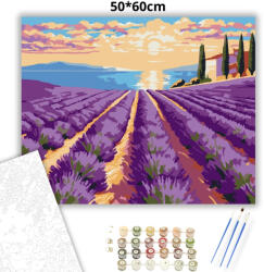  Levendulasorok ösvénye - számfestő készlet - 50×60 cm (Keretre feszítve)