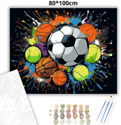  Vibráló sportlabdák - számfestő készlet - 80×100 cm (Keretre feszítve)