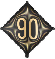  Fekete fólia lufi arany '90' felirattal 46x46 cm (FB362-90)