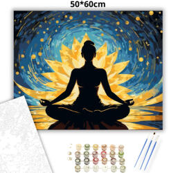  Aranyló lótusz meditáció - számfestő készlet - 50×60 cm (Keret nélkül)