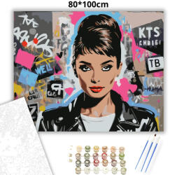  Városi graffiti-portré - számfestő készlet - 80×100 cm (Keretre feszítve)