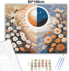  Harmonikus nap és hold - számfestő készlet - 80×100 cm (Keretre feszítve)