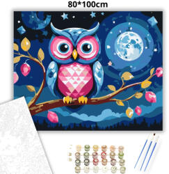  Csillagos éji bagoly - számfestő készlet - 80×100 cm (Keretre feszítve)