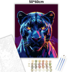  Átható párduc pillantás - számfestő készlet - 50×60 cm (Keret nélkül)
