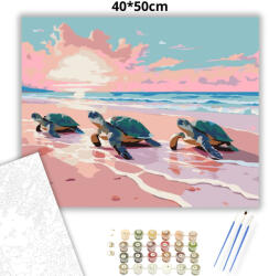  Teknősök a parton - számfestő készlet - 40×50 cm (Keretre feszítve)