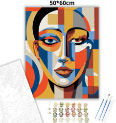  Geometrikus tekintet - számfestő készlet - 50×60 cm (Keretre feszítve)
