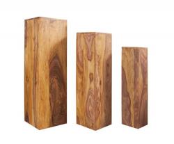 IV Interior Concept Set de 3 coloane decorative din lemn masiv, Makassar Sheesham (A-36339 VC) Masa de cafea