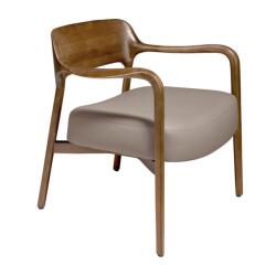 AC Atelier Fotoliu design modern din lemn tapitat din piele eco Mink (AC 5082-LC17088)