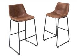 IV Interior Concept Set 2 scaune de bar cu tapiterie din microfibra Django maro vintage (A-37348 VC)