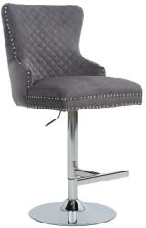 IV Interior Concept Set de 2 scaune de Bar Stil Baroc, Catifea, Gri, Metal, Argintiu, Castle (A-46150 VC)