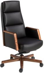 AC Atelier Scaun de birou modern piele sintetica si lemn Black (AC 4214)