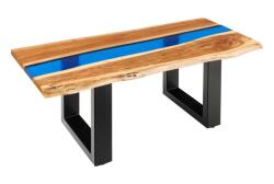 IV Interior Concept Masuta din lemn de salcam cu rasina epoxidica albastra LIQUID 110cm (A-45680 VC) Masa de cafea