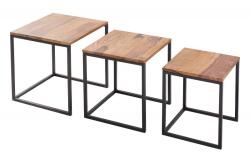 IV Interior Concept Set de 3 masute design industrial-vintage Elements Sheesham (A-38605 VC) Masa de cafea