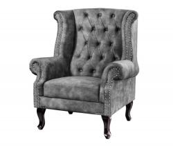 IV Interior Concept Fotoliu stil englezesc Chesterfield, catifea gri (A-43520 VC)