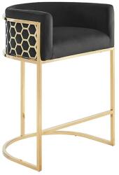IV Interior Concept Scaun de bar ELEGANCE catifea neagra, otel inoxidabil auriu (A-47502 VC)