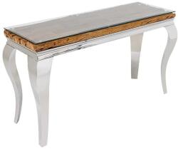 IV Interior Concept Consola, Lemn de Tec, Sticla, Otel Crom, MODERN BAROCK BARRACUDA 140cm (A-44364+44374 VC) Masa de cafea