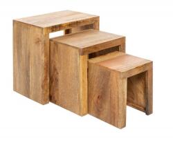 IV Interior Concept Set de 3 masute Makassar Mango natur (A-40594 VC) Masa de cafea