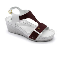 Leon Sandale confortabile 1010 Alb cu Bordo
