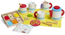 Melissa & Doug Set ceai din lemn Melissa Doug, pentru 2 persoane, cu accesorii incluse (19843) Bucatarie copii