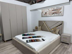 MobAmbient Set dormitor cu pat tapitat, dressing 4 uși și 2 noptiere - model ZEN