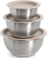 Zeller Set 3 boluri cu capace Zeller, otel inoxidabil plastic, 27x4 cm, argintiu bej (ZE-27369) Castron
