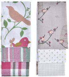 DKD Home Decor Set de lavete/prosoape de bucătărie DKD Home Decor Maro Roșu Verde Bej 60 x 0, 5 x 40 cm Květiny Păsări Prosop