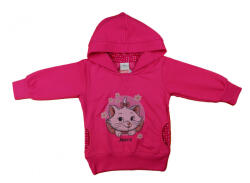 Asti Belül bolyhos kapucnis kislány pulóver Marie cica mintával - pindurka