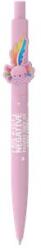 ICO Golyóstoll, 0, 8 mm, nyomógombos, rózsaszín tolltest, ICO „Axolotl, kék (TICAXPR)
