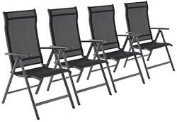 SONGMICS 4 darabos összecsukható kerti székkészlet, 8-szögben dönthető háttámlával, max. székenként 150 kg teherbírás, fekete (GCB30BK) - pepita