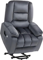  HOMCOM masszázsfotel, emelőrásegítő, időseknek való szék, bársony, 8 masszázspont, szürke