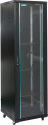 Spacer Cabinet 19 SPACER 42U 600x600mm, de podea, Flatpack (dezasamblat), Black, usa sticla cu blocare, panouri laterale detasabile, otel 2mm, sarc (SPCN-42U-600-BK-03)