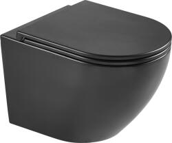 Hagser Beno vas wc cu capac soft-close agăţat fără margine cu spălare turbionară negru mat HGR15000042 (HGR15000042)