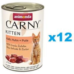 Animonda Carny Kitten Veal&Chicken&Turkey Borjúhús, csirke és pulyka cicáknak 12x400 g