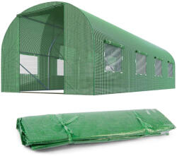 Plonos Fóliasátor cserefólia, Plonos 4916-F, zöld, 250 x 400 x 200 cm, bejárható, 10 m2, UV4 védelem, 140 g/m2 PE fólia, 8 ablak, szúnyoghálóval, cipzáras bejárat (TE4916-F)