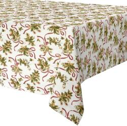 Excellent Houseware Ünnepi lángálló terítő 180x130 cm, krém színű, ünnepi zöld és piros mintával, EXCELLENT HOUSEWARE (139693-W2)