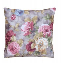  Dekoratív párna, Family Meble, 100% poliészter párnahuzat, Habszivacs töltet, Dekoratív, Kivehető párnahuzat, Méretek 45 x 45 cm, Világosszürke/rózsaszín (PODUSZKAROSE02_12373681447)