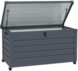 Aosom Kerti tároló láda 311L 100x62x65 cm nagyméretű kerekes kerti párnatartó box sötétszürke