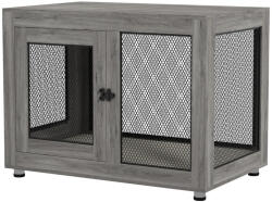 AOSOM Kutya kennel puha szőnyeggel 94x60x71, 5 cm szürke kutyaketrec 2 ajtóval kutyabox, zárható