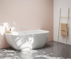 RAVAK Freedom Wall 166x80 akrilkád, fehér, fehér/fekete/króm lefolyó (XC00100024) - webaruhaz