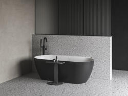 RAVAK Freedom Wall II Tec 170x87, akrilkád, fekete/fehér, fekete/fehér/króm lefolyó (CC71700000) - webaruhaz