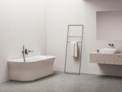 RAVAK Ypsilon Wall 178x86, akrilkád, Alabaster Pink/fehér, szabadonálló, fehér/fekete/króm lefolyó (XC00100084) - webaruhaz