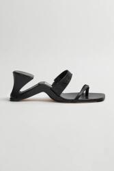 Miista papuci cu toc jos de femei din piele Samia PPY2-KLD11P_99X