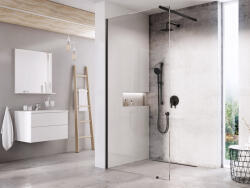 RAVAK Walk-In Wall Szett 70, zuhanykabin fekete+transparent (GW9W1030SZ1) - webaruhaz