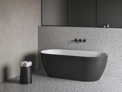 RAVAK Freedom O Tec 170x77 akrilkád, fekete/fehér szabadonálló, fekete/fehér/króm lefolyó (CD51700000) - webaruhaz