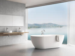 RAVAK Freedom O 169x80, akrilkád, fehér szabadonálló, fehér/fekete/króm lefolyó (XC00100020) - webaruhaz