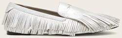 AllSaints mocasini pentru femei, din piele Sandy Fringe Loafer PPY2-OBD2S0_SLV (W079FE)