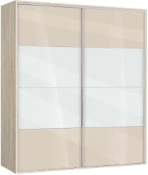 Bogdan Furniture G Двукрилен гардероб с плъзгащи врати Мебели Богдан Модел bm-ava 5, крем гланц със сонома