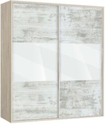 Bogdan Furniture G Двукрилен гардероб с плъзгащи врати Мебели Богдан Модел bm-ava 4, кристал със сонома