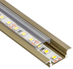 ANRO LED Profile ALP-001 Pezsgőszín - Alumínium U profil LED szalaghoz, süllyeszthető (Átlátszó búrával) (LP301CH - LP-UNICOV1-TRA)